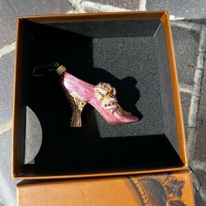 Rare Jay Strongwater Victorian Shoe Christmas Ornament with Swarovski Crystals
